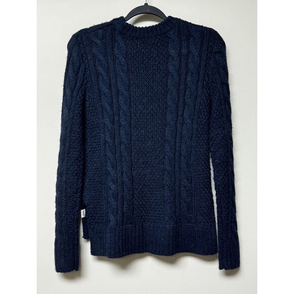 ABERCROMBIE & FITCH Navy Wool/Alpaca Blend Cable Crewneck Sweater, Sz XS - Picture 7 of 10